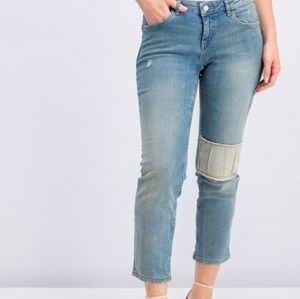 Mango Alice patchwork faded distressed ankle length jeans size 6